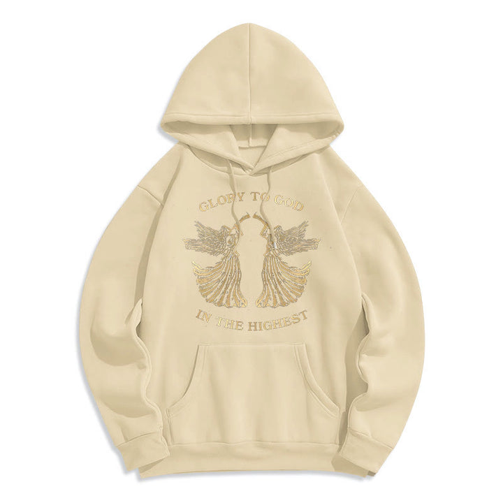 Christianartworkshop Classic Style Glory To God In The Highest Angel Fleece Lined Polyester Hoodie - Beige - 2XL - image 11