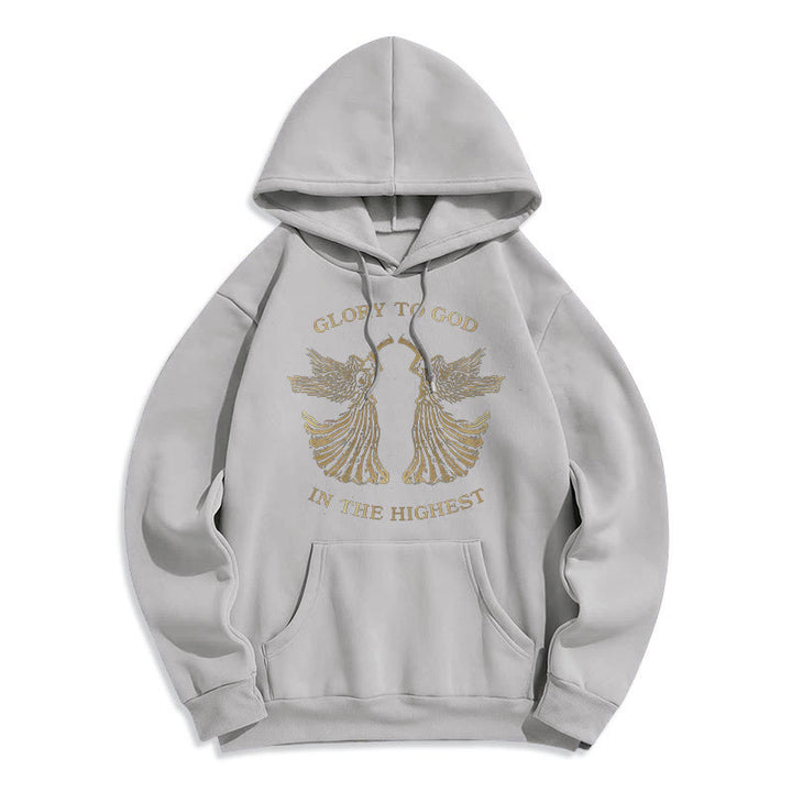 Christianartworkshop Classic Style Glory To God In The Highest Angel Fleece Lined Polyester Hoodie - Grey - 2XL - image 17