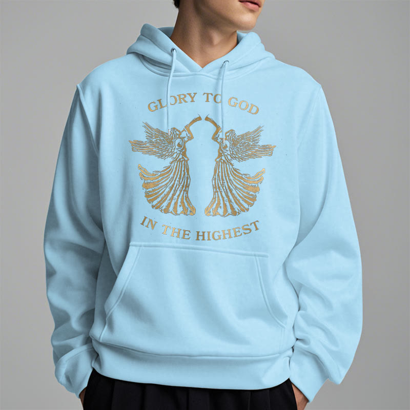 Christianartworkshop Classic Style Glory To God In The Highest Angel Fleece Lined Polyester Hoodie - image 6