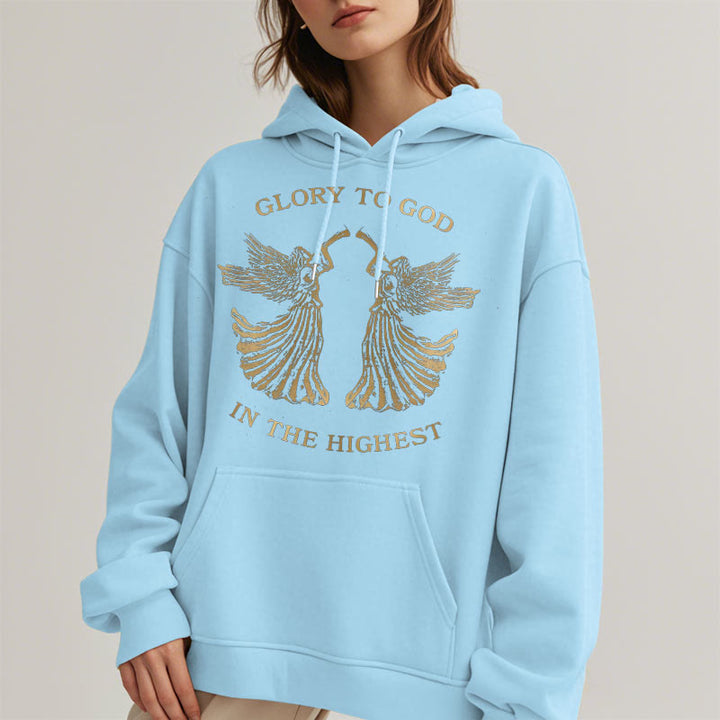 Christianartworkshop Classic Style Glory To God In The Highest Angel Fleece Lined Polyester Hoodie - image 5
