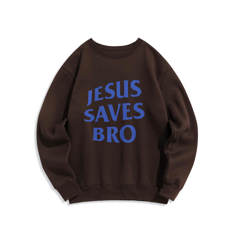 Christianartworkshop Quotation Style Jesus Saves Bro Proud Faith Fleece Lined Polyester Sweatshirt - Brown - 2XL - image 1