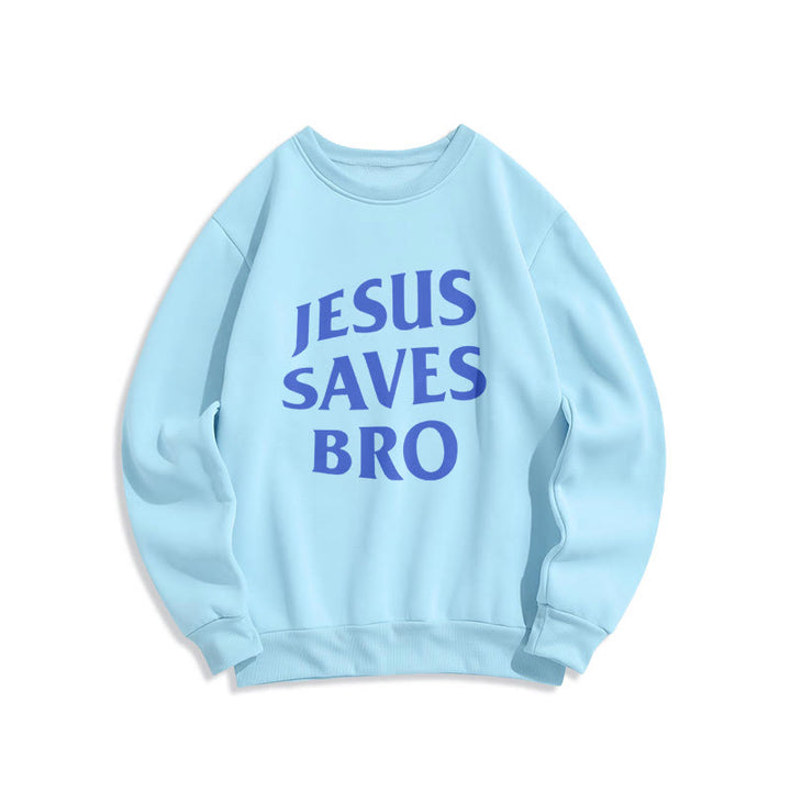 Christianartworkshop Quotation Style Jesus Saves Bro Proud Faith Fleece Lined Polyester Sweatshirt - Blue - 2XL - image 13