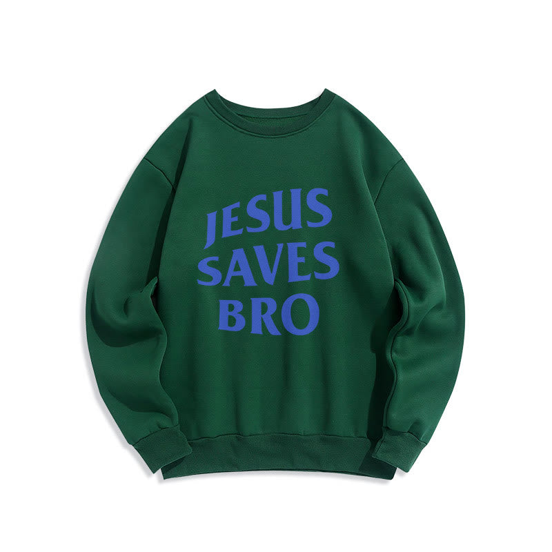 Christianartworkshop Quotation Style Jesus Saves Bro Proud Faith Fleece Lined Polyester Sweatshirt - Green - 2XL - image 13