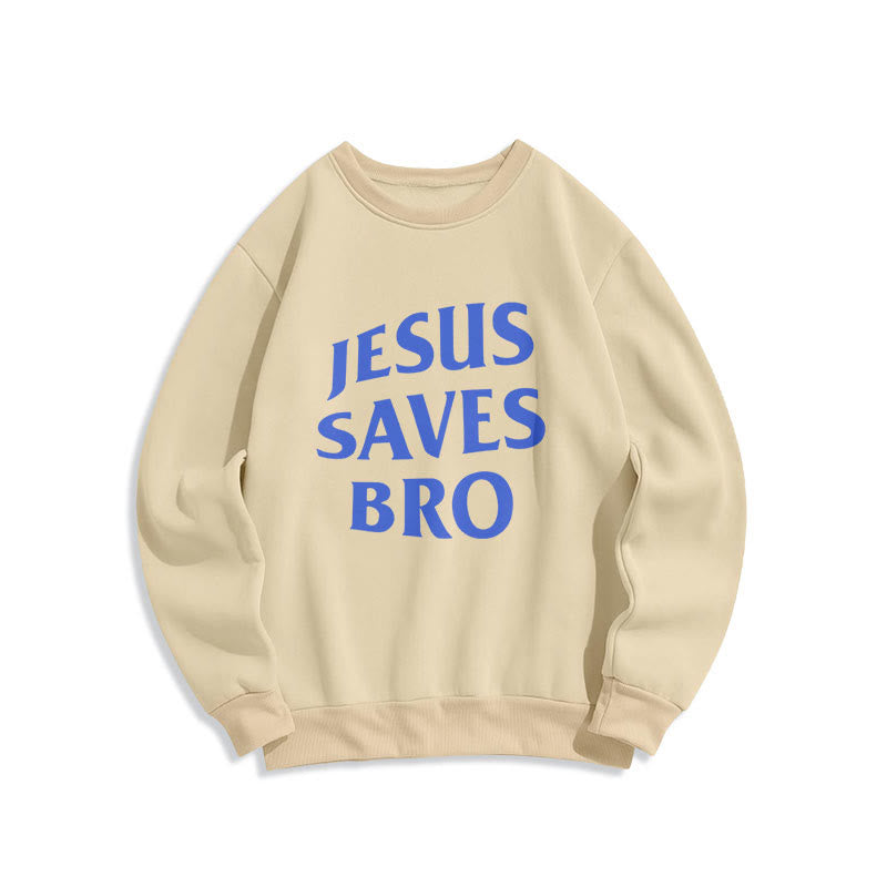 Christianartworkshop Quotation Style Jesus Saves Bro Proud Faith Fleece Lined Polyester Sweatshirt - Beige - 2XL - image 11