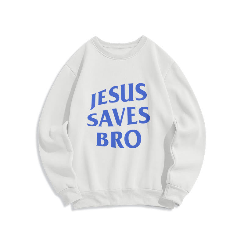 Christianartworkshop Quotation Style Jesus Saves Bro Proud Faith Fleece Lined Polyester Sweatshirt - White - 2XL - image 9
