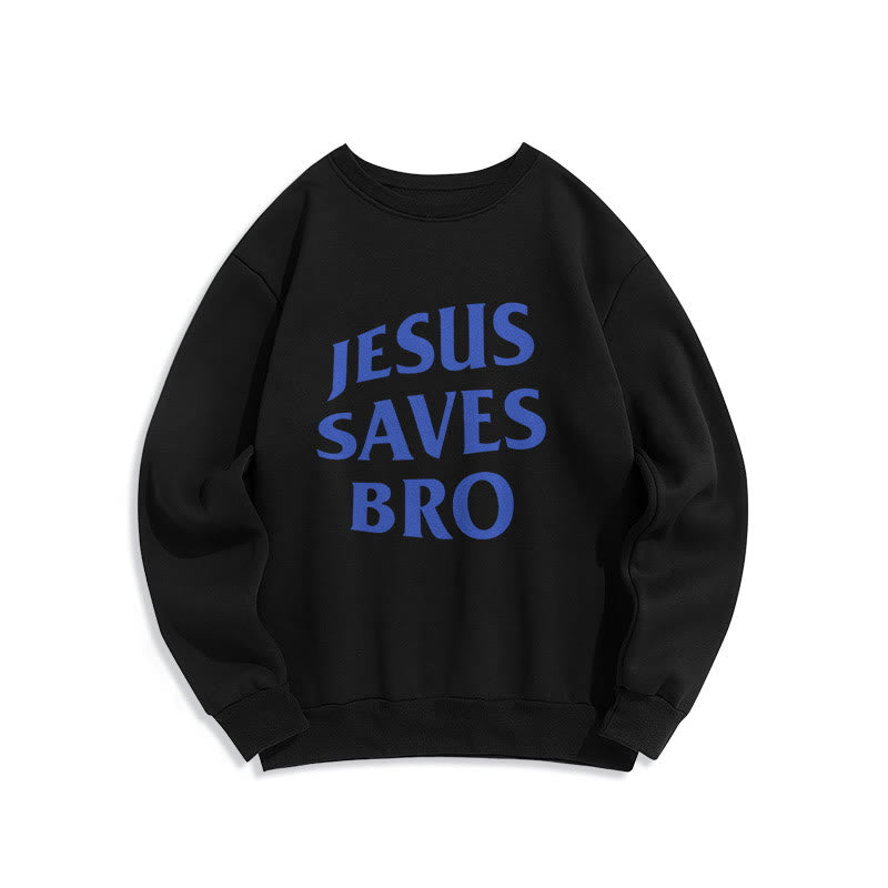 Christianartworkshop Quotation Style Jesus Saves Bro Proud Faith Fleece Lined Polyester Sweatshirt - Black - 2XL - image 7