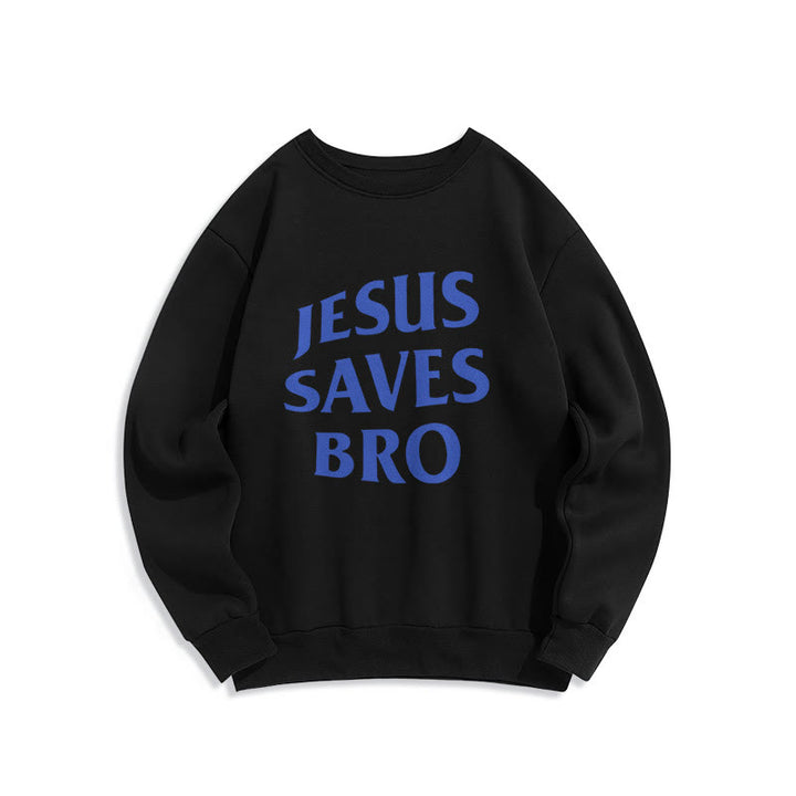 Christianartworkshop Quotation Style Jesus Saves Bro Proud Faith Fleece Lined Polyester Sweatshirt - Black - 2XL - image 7