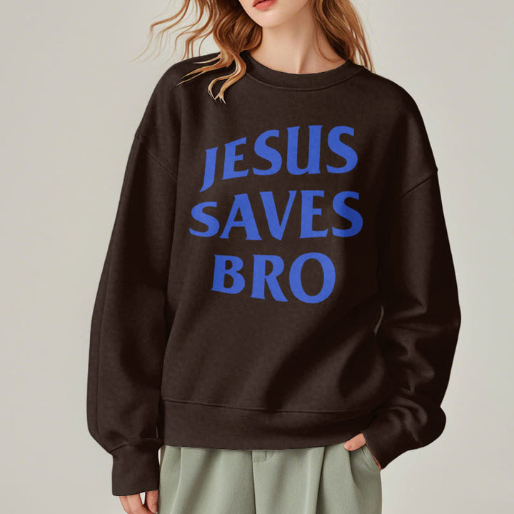 Christianartworkshop Quotation Style Jesus Saves Bro Proud Faith Fleece Lined Polyester Sweatshirt - image 3