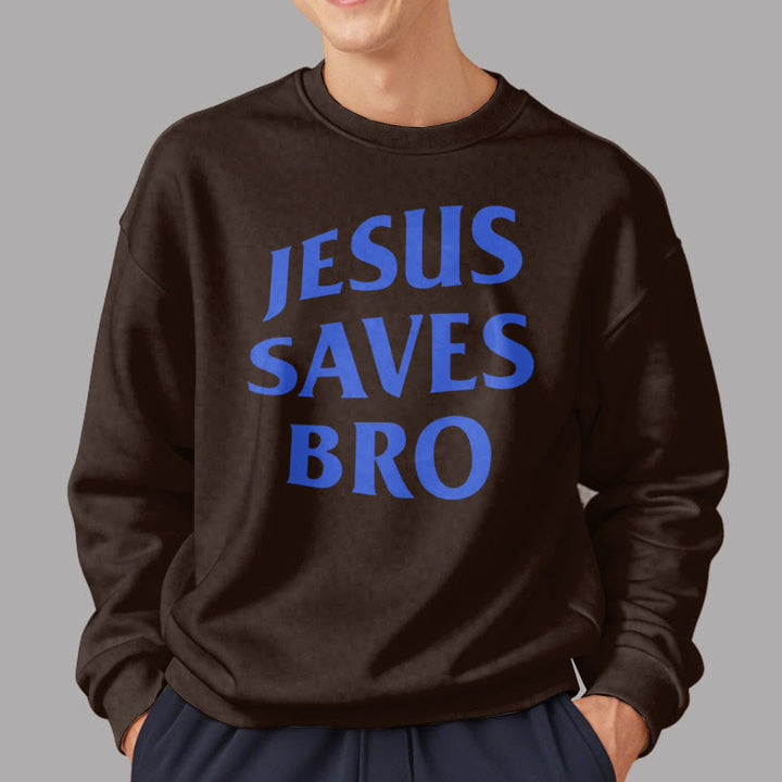 Christianartworkshop Quotation Style Jesus Saves Bro Proud Faith Fleece Lined Polyester Sweatshirt - image 6
