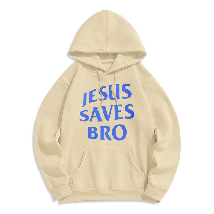 Christianartworkshop Quotation Style Jesus Saves Bro Proud Faith Fleece Lined Polyester Hoodie - Beige - 2XL - image 11