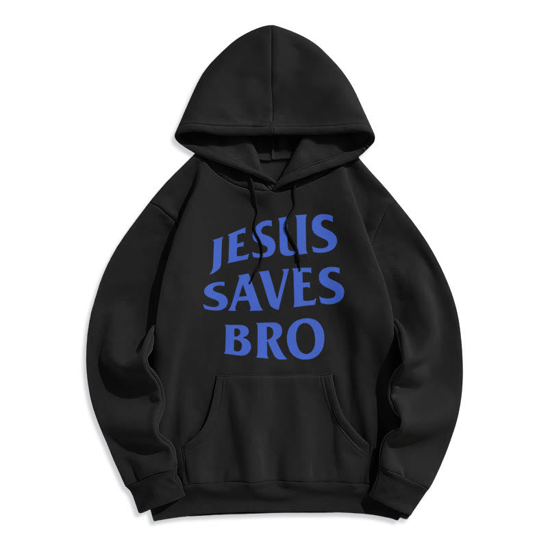 Christianartworkshop Quotation Style Jesus Saves Bro Proud Faith Fleece Lined Polyester Hoodie - Black - 2XL - image 7