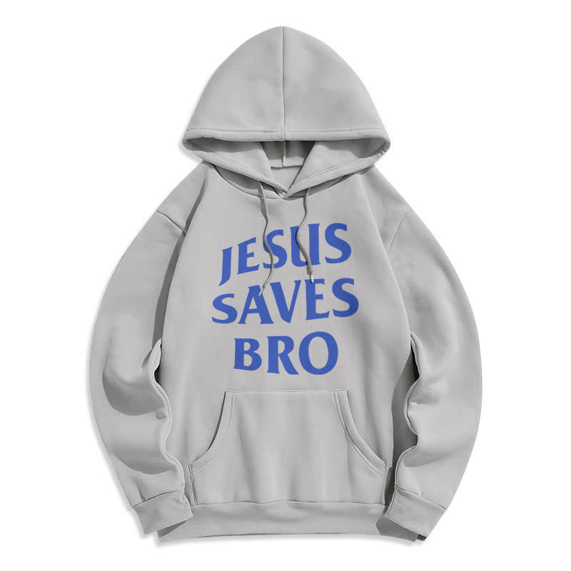 Christianartworkshop Quotation Style Jesus Saves Bro Proud Faith Fleece Lined Polyester Hoodie - Grey - 2XL - image 1
