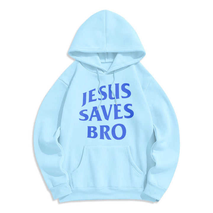 Christianartworkshop Quotation Style Jesus Saves Bro Proud Faith Fleece Lined Polyester Hoodie - Blue - 2XL - image 17