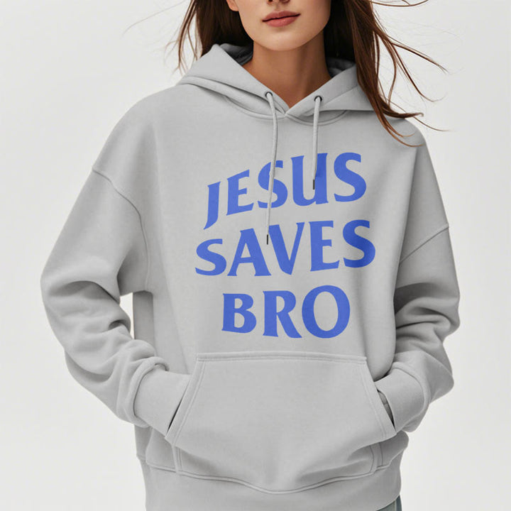 Christianartworkshop Quotation Style Jesus Saves Bro Proud Faith Fleece Lined Polyester Hoodie - image 5