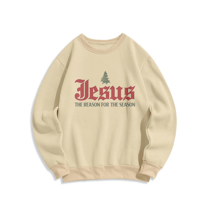 Christianartworkshop Quotation Style Jesus The Reason for the Season Fleece Lined Polyester Sweatshirt - Beige - 2XL - image 1