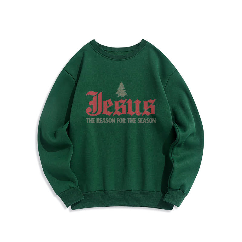 Christianartworkshop Quotation Style Jesus The Reason for the Season Fleece Lined Polyester Sweatshirt - Green - 2XL - image 13