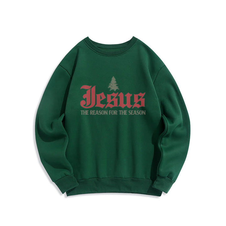 Christianartworkshop Quotation Style Jesus The Reason for the Season Fleece Lined Polyester Sweatshirt - Green - 2XL - image 13