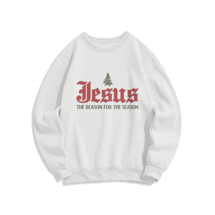 Christianartworkshop Quotation Style Jesus The Reason for the Season Fleece Lined Polyester Sweatshirt - White - 2XL - image 9