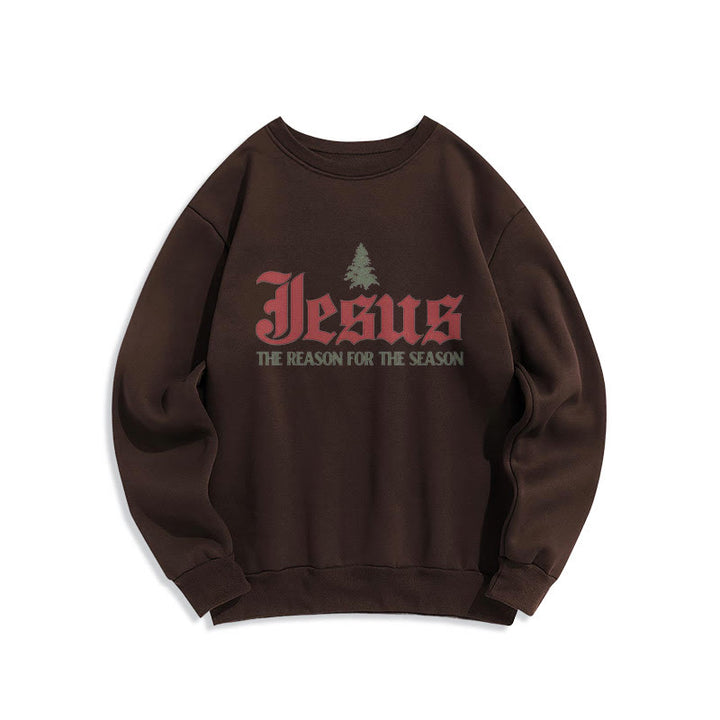 Christianartworkshop Quotation Style Jesus The Reason for the Season Fleece Lined Polyester Sweatshirt - Brown - 2XL - image 9