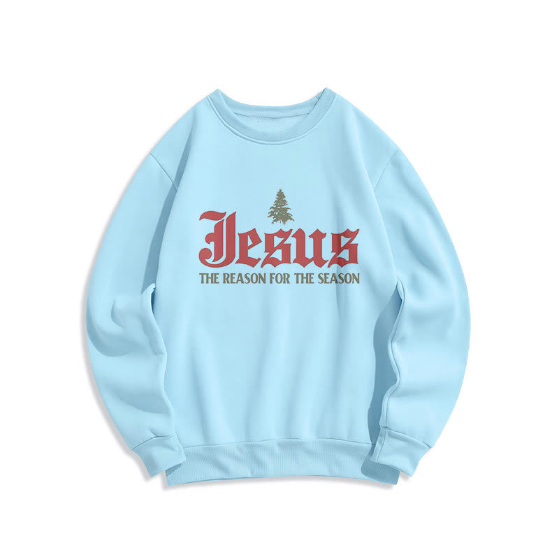 Christianartworkshop Quotation Style Jesus The Reason for the Season Fleece Lined Polyester Sweatshirt - Blue - 2XL - image 15