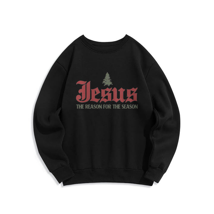 Christianartworkshop Quotation Style Jesus The Reason for the Season Fleece Lined Polyester Sweatshirt - Black - 2XL - image 7