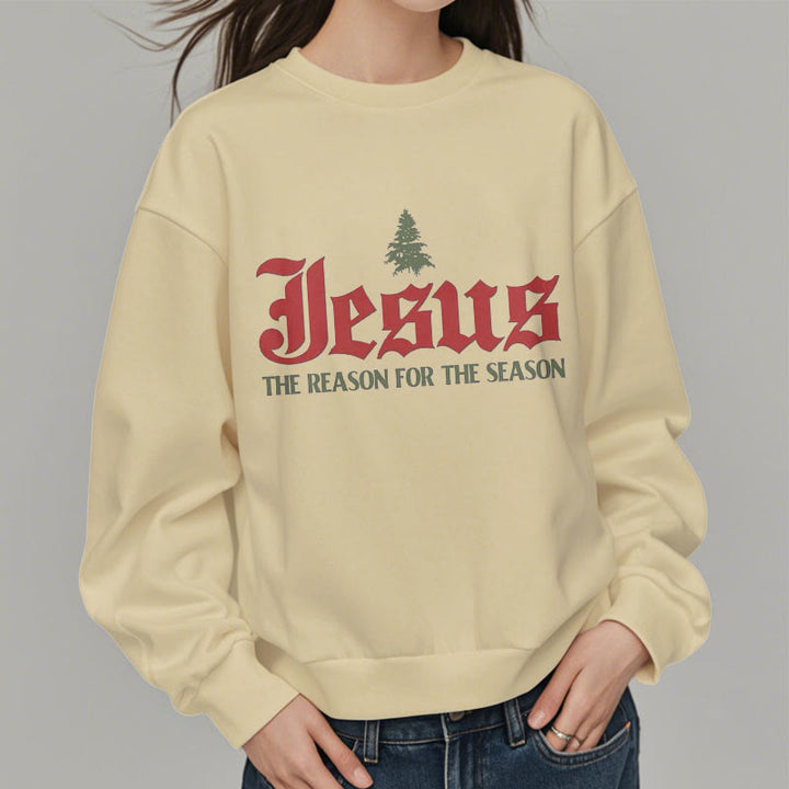 Christianartworkshop Quotation Style Jesus The Reason for the Season Fleece Lined Polyester Sweatshirt - image 5