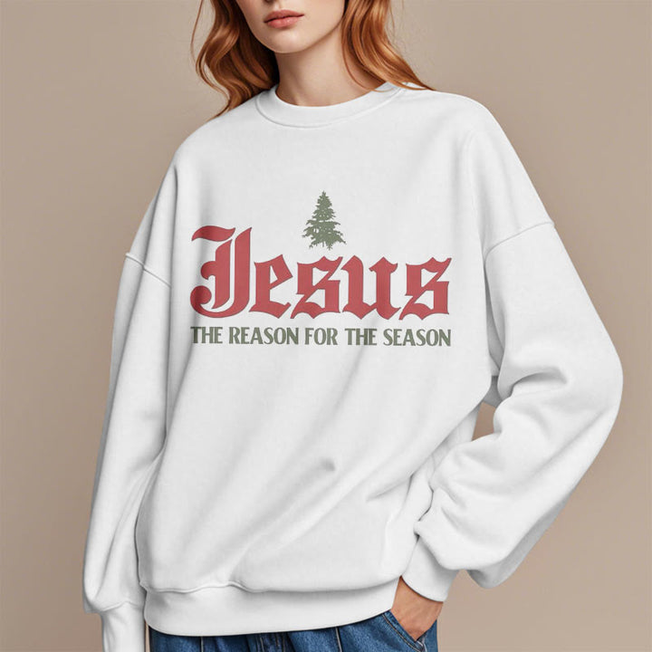 Christianartworkshop Quotation Style Jesus The Reason for the Season Fleece Lined Polyester Sweatshirt - image 10
