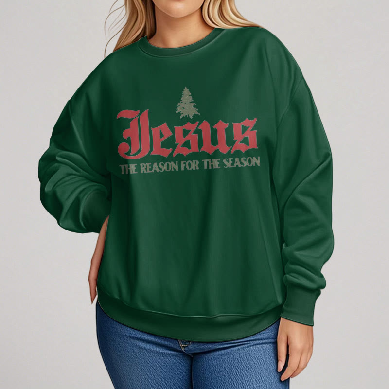 Christianartworkshop Quotation Style Jesus The Reason for the Season Fleece Lined Polyester Sweatshirt - image 14