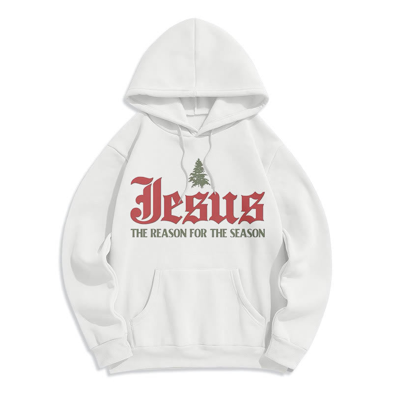 Christianartworkshop Quotation Style Jesus The Reason for the Season Fleece Lined Polyester Hoodie - White - 2XL - image 1