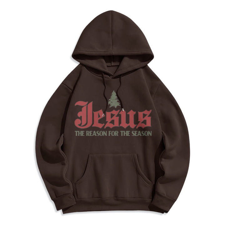 Christianartworkshop Quotation Style Jesus The Reason for the Season Fleece Lined Polyester Hoodie - Brown - 2XL - image 11