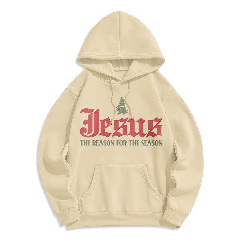 Christianartworkshop Quotation Style Jesus The Reason for the Season Fleece Lined Polyester Hoodie - Beige - 2XL - image 9
