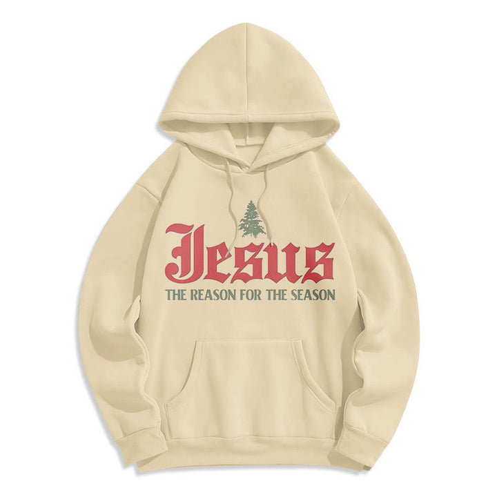 Christianartworkshop Quotation Style Jesus The Reason for the Season Fleece Lined Polyester Hoodie - Beige - 2XL - image 9