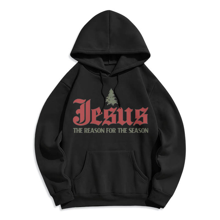 Christianartworkshop Quotation Style Jesus The Reason for the Season Fleece Lined Polyester Hoodie - Black - 2XL - image 7