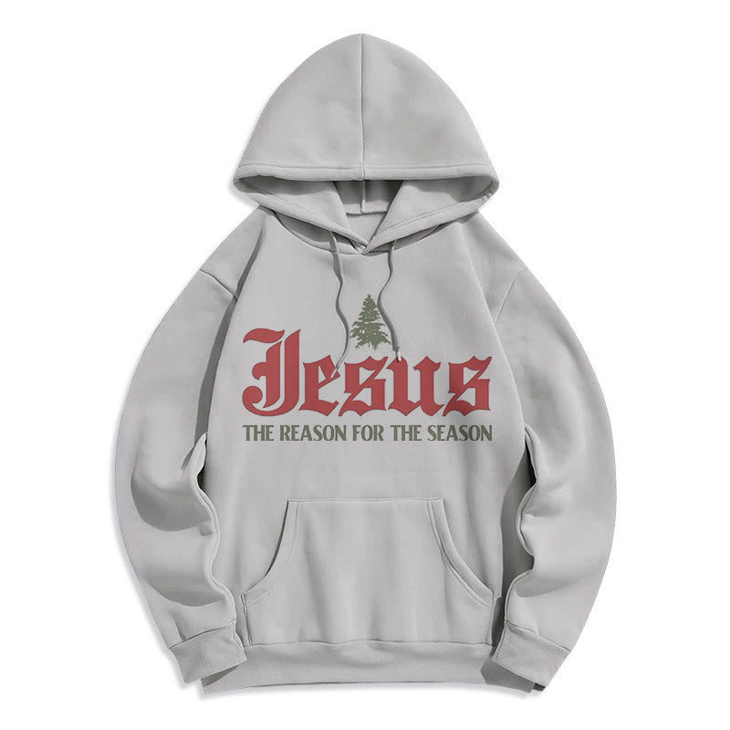 Christianartworkshop Quotation Style Jesus The Reason for the Season Fleece Lined Polyester Hoodie - Grey - 2XL - image 15