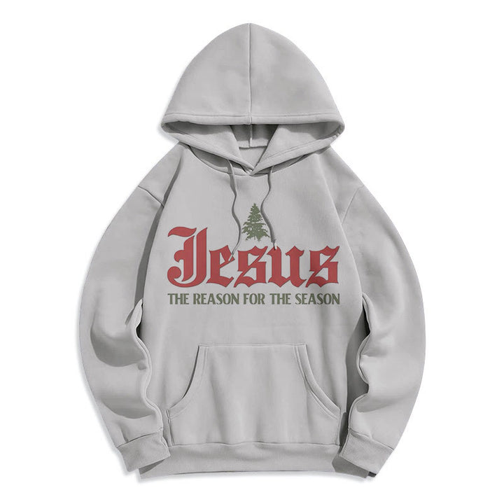Christianartworkshop Quotation Style Jesus The Reason for the Season Fleece Lined Polyester Hoodie - Grey - 2XL - image 15