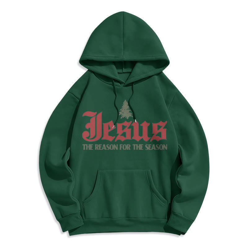 Christianartworkshop Quotation Style Jesus The Reason for the Season Fleece Lined Polyester Hoodie - Green - 2XL - image 11