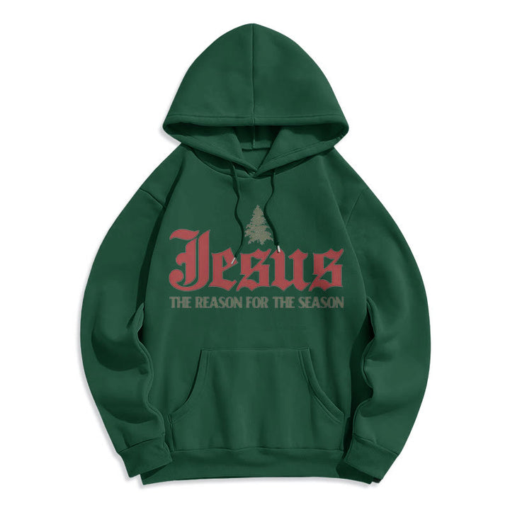 Christianartworkshop Quotation Style Jesus The Reason for the Season Fleece Lined Polyester Hoodie - Green - 2XL - image 11