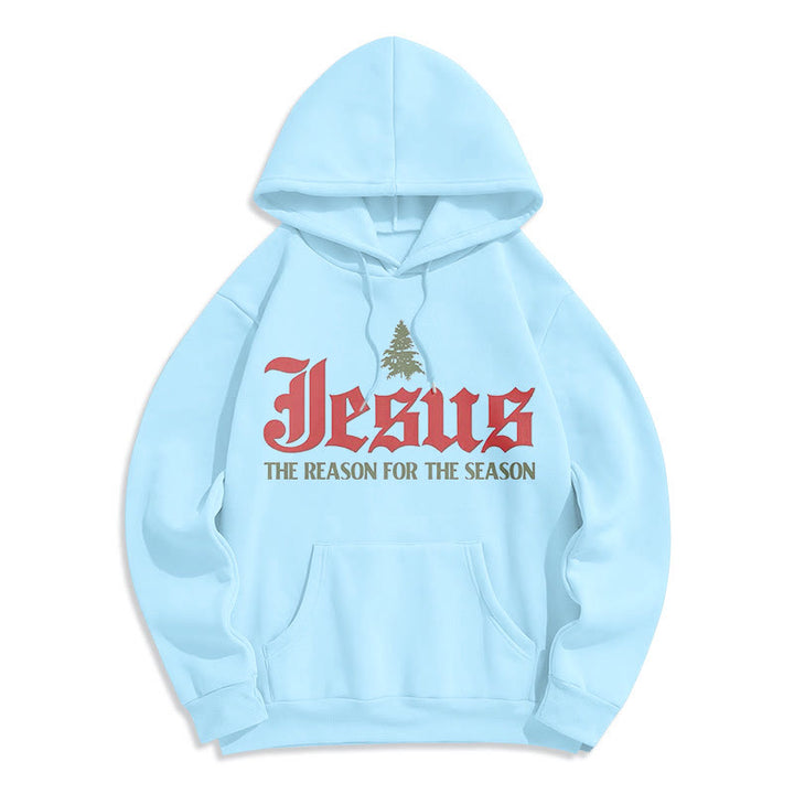 Christianartworkshop Quotation Style Jesus The Reason for the Season Fleece Lined Polyester Hoodie - Blue - 2XL - image 13