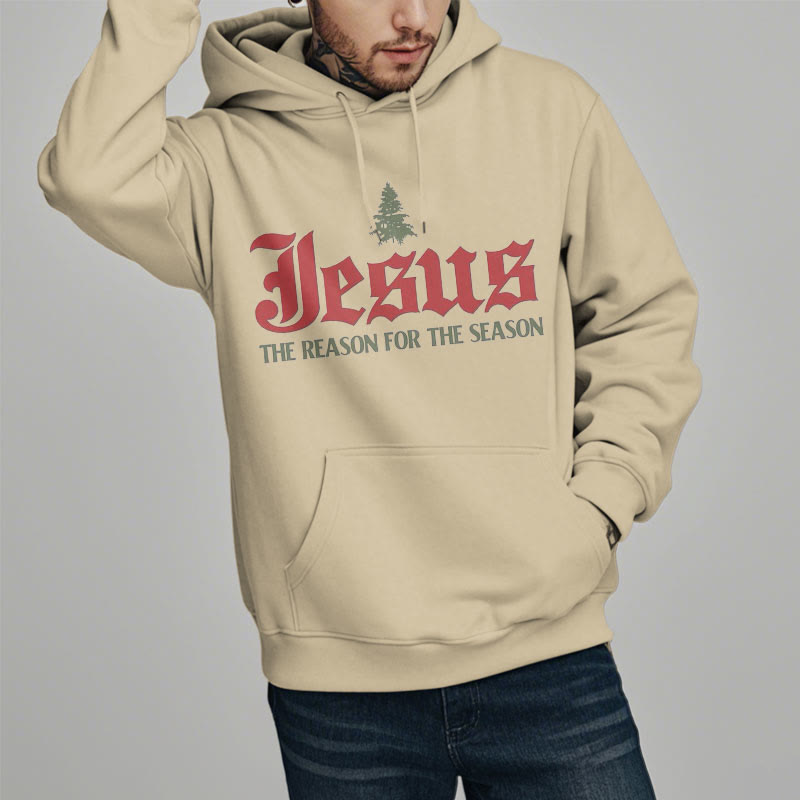 Christianartworkshop Quotation Style Jesus The Reason for the Season Fleece Lined Polyester Hoodie - image 10