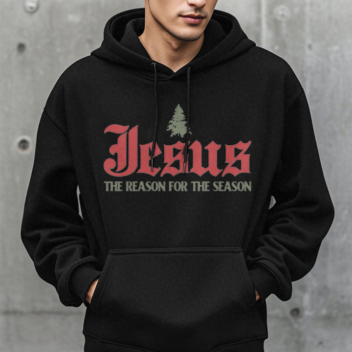Christianartworkshop Quotation Style Jesus The Reason for the Season Fleece Lined Polyester Hoodie - image 6