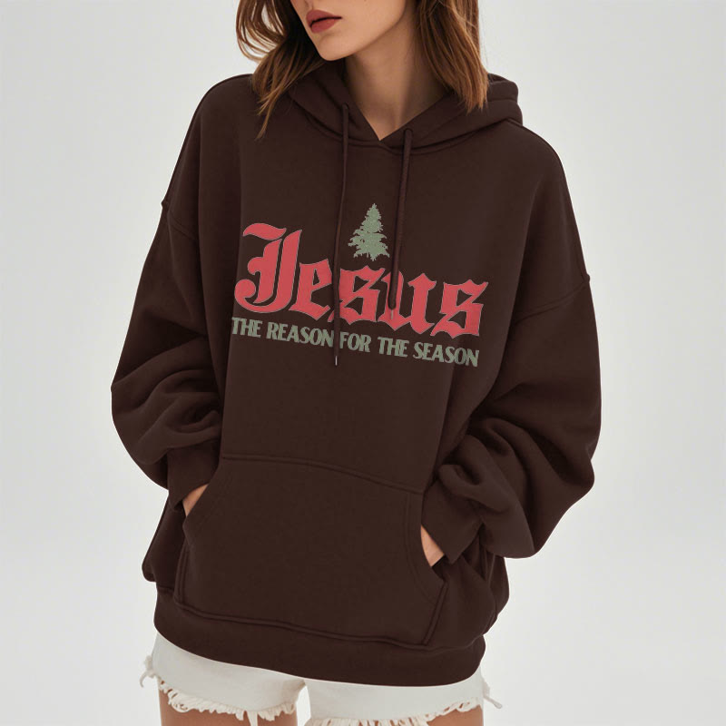 Christianartworkshop Quotation Style Jesus The Reason for the Season Fleece Lined Polyester Hoodie - image 12