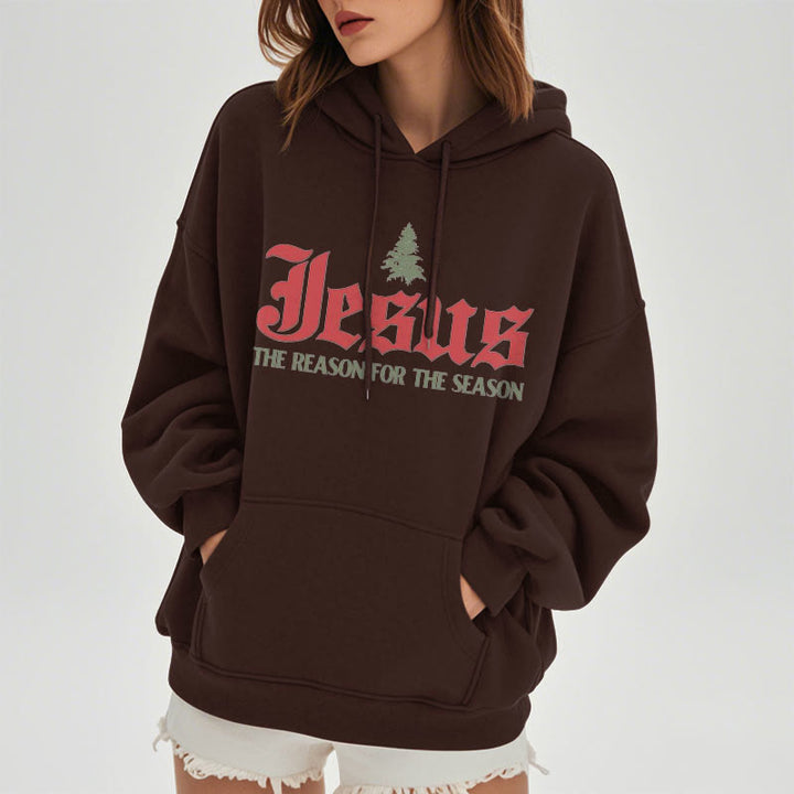 Christianartworkshop Quotation Style Jesus The Reason for the Season Fleece Lined Polyester Hoodie - image 12