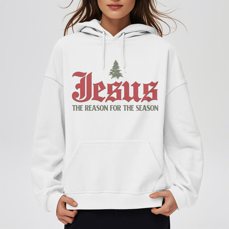 Christianartworkshop Quotation Style Jesus The Reason for the Season Fleece Lined Polyester Hoodie - image 6