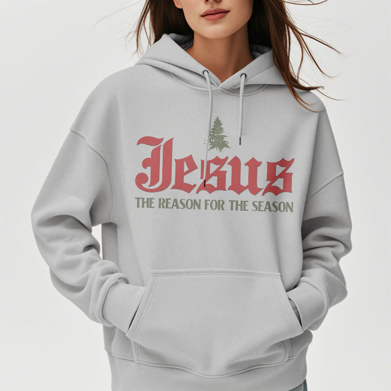 Christianartworkshop Quotation Style Jesus The Reason for the Season Fleece Lined Polyester Hoodie - image 18