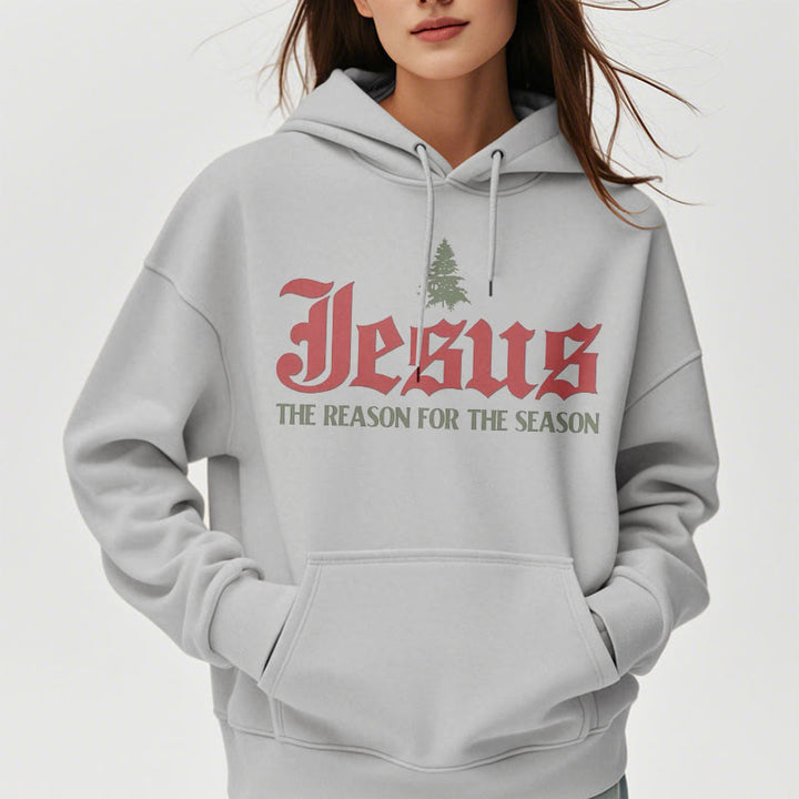 Christianartworkshop Quotation Style Jesus The Reason for the Season Fleece Lined Polyester Hoodie - image 18