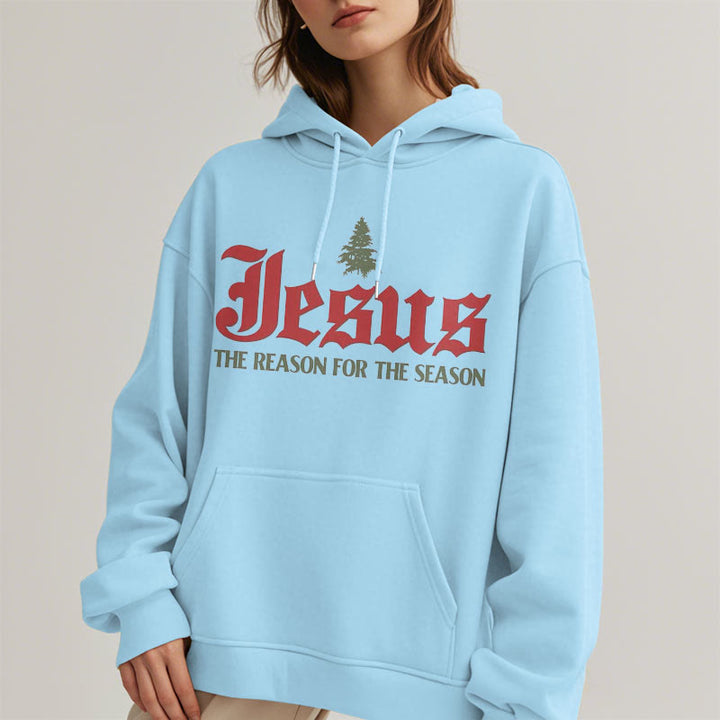 Christianartworkshop Quotation Style Jesus The Reason for the Season Fleece Lined Polyester Hoodie - image 16