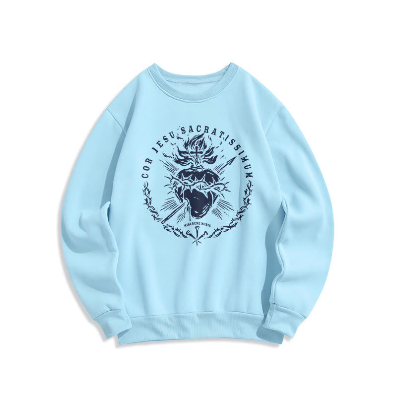 Christianartworkshop Classic Style Sacred Heart of Jesus Fleece Lined Polyester Sweatshirt - Blue - 2XL - image 15