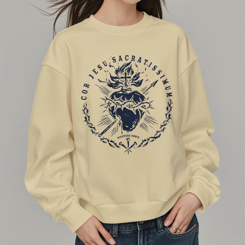 Christianartworkshop Classic Style Sacred Heart of Jesus Fleece Lined Polyester Sweatshirt - image 10