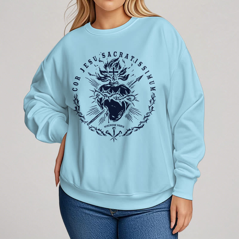 Christianartworkshop Classic Style Sacred Heart of Jesus Fleece Lined Polyester Sweatshirt - image 14