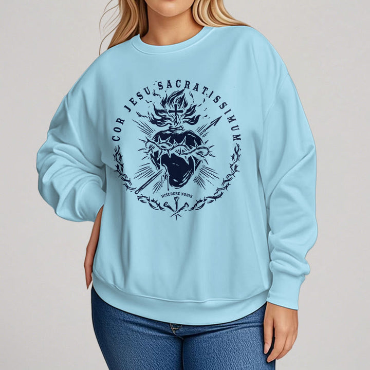 Christianartworkshop Classic Style Sacred Heart of Jesus Fleece Lined Polyester Sweatshirt - image 14